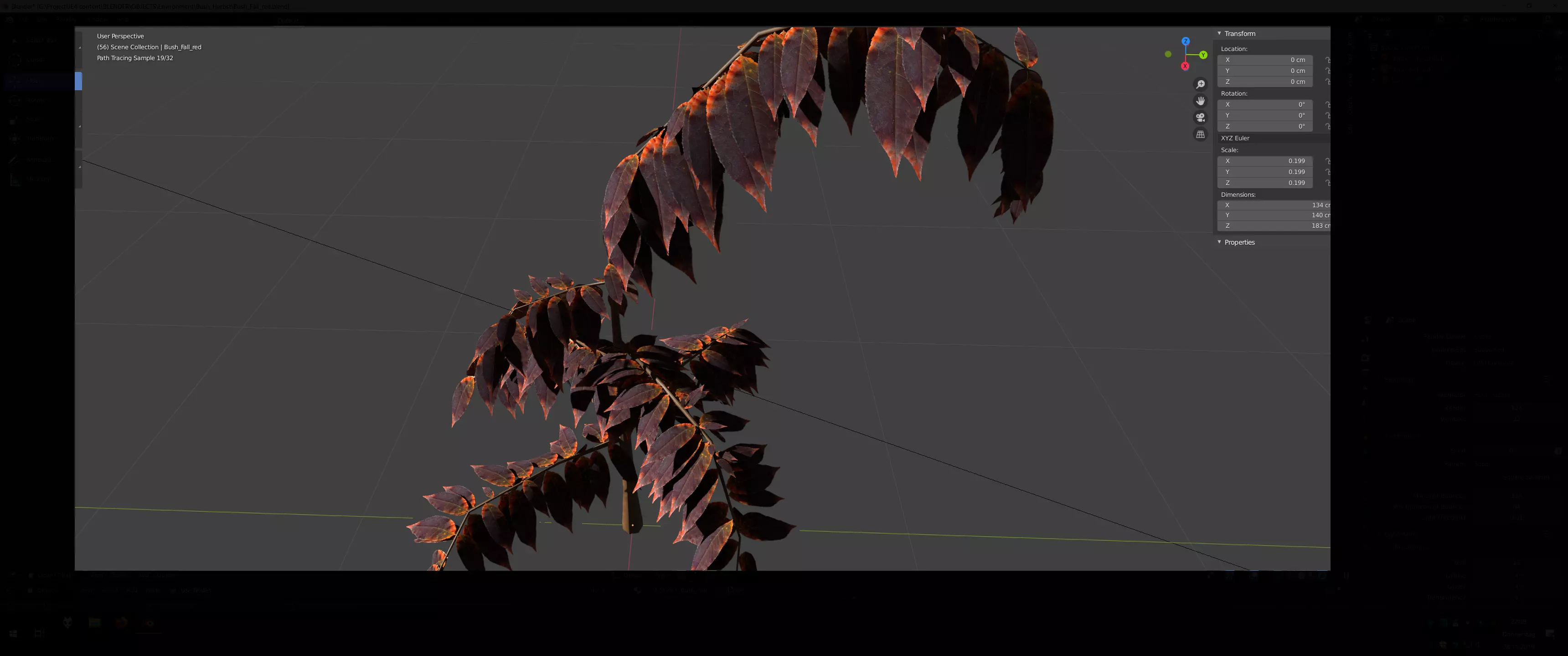 Bush Autumn-Fall Leafs Vertex Colours Low-poly 3D model