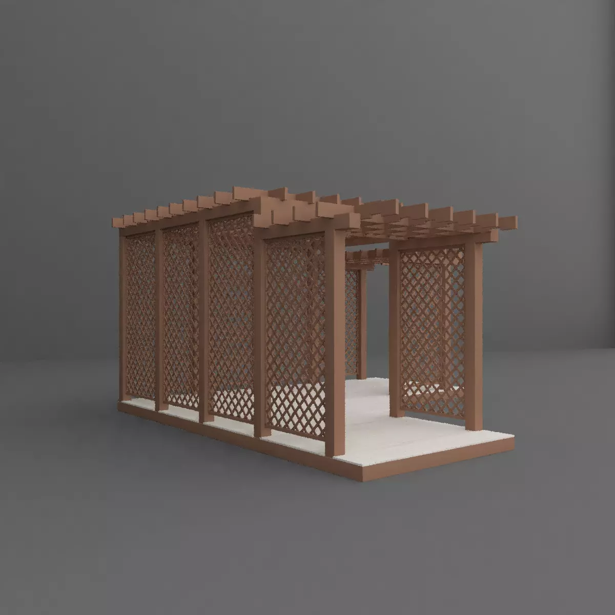Pergola wooden with lattice 3D model_0