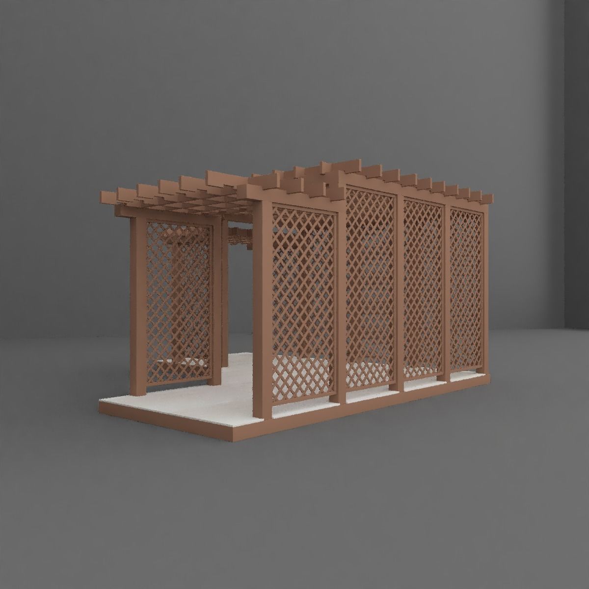 Pergola wooden with lattice 3D model_5
