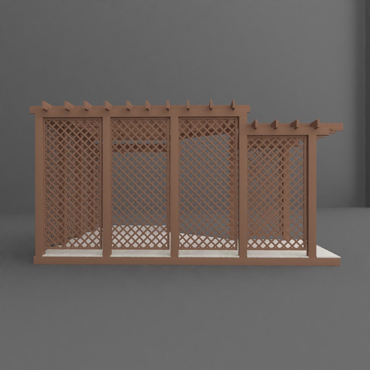 Pergola wooden with lattice 3D model_2