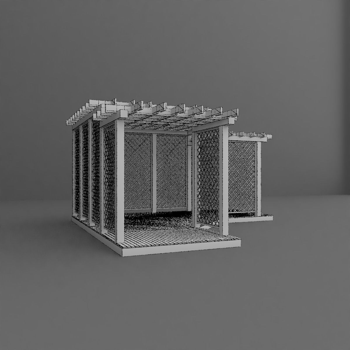 Pergola wooden with lattice 3D model_9