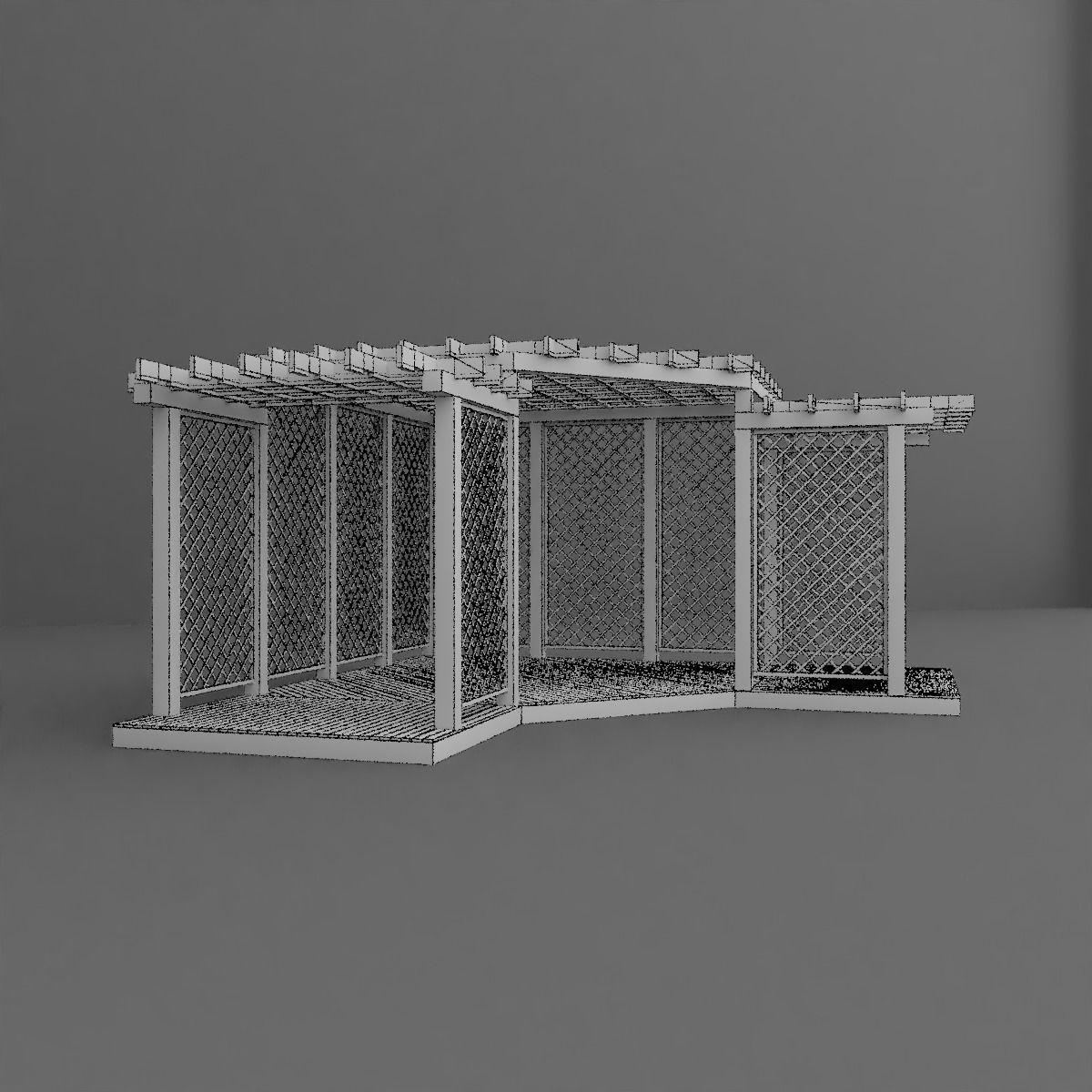Pergola wooden with lattice 3D model_8