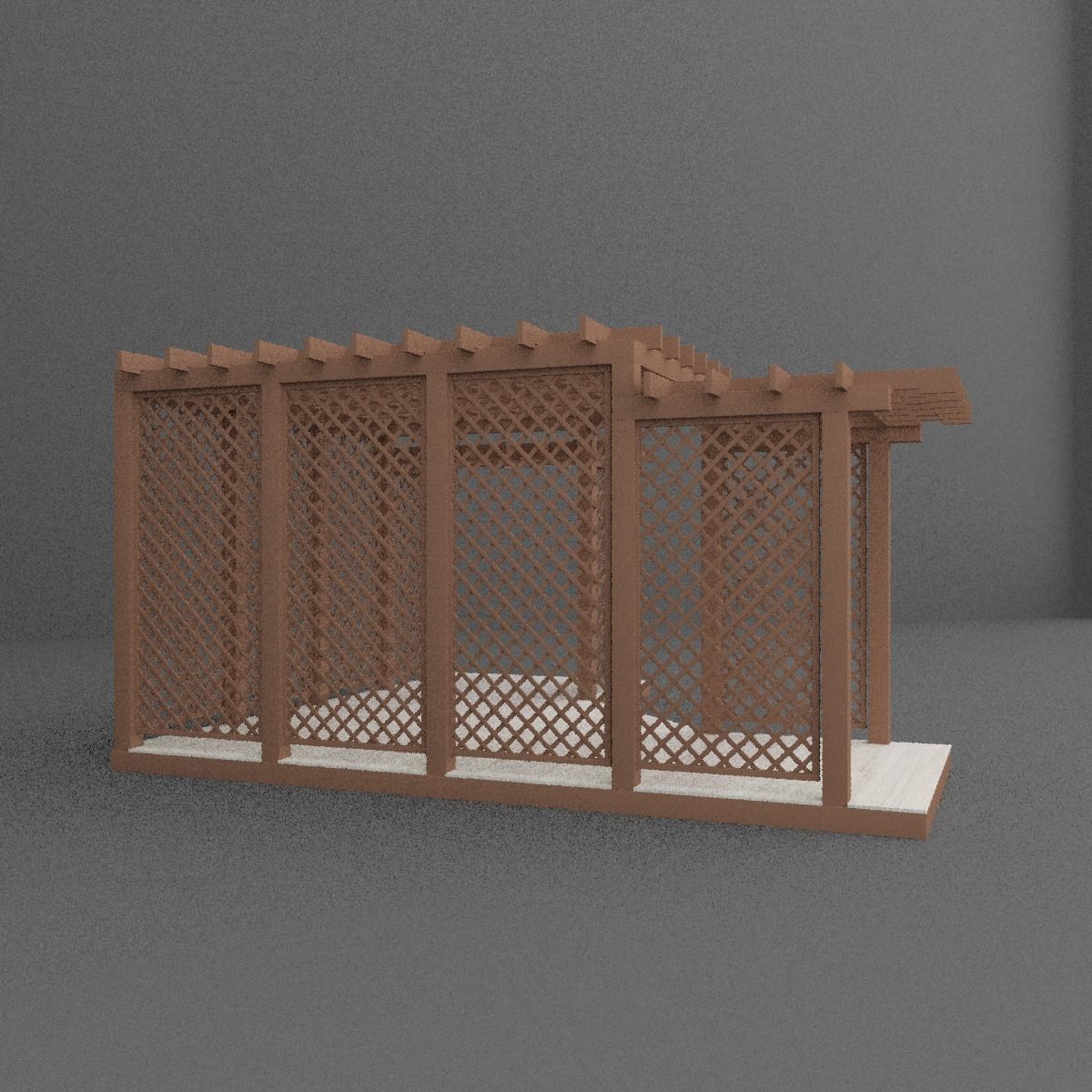 Pergola wooden with lattice 3D model_1
