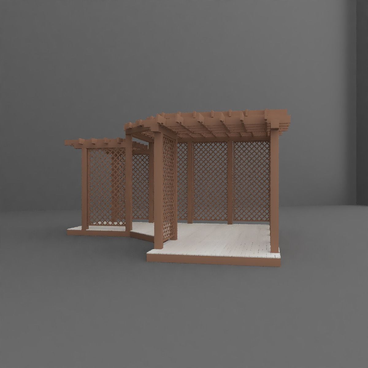 Pergola wooden with lattice 3D model_6