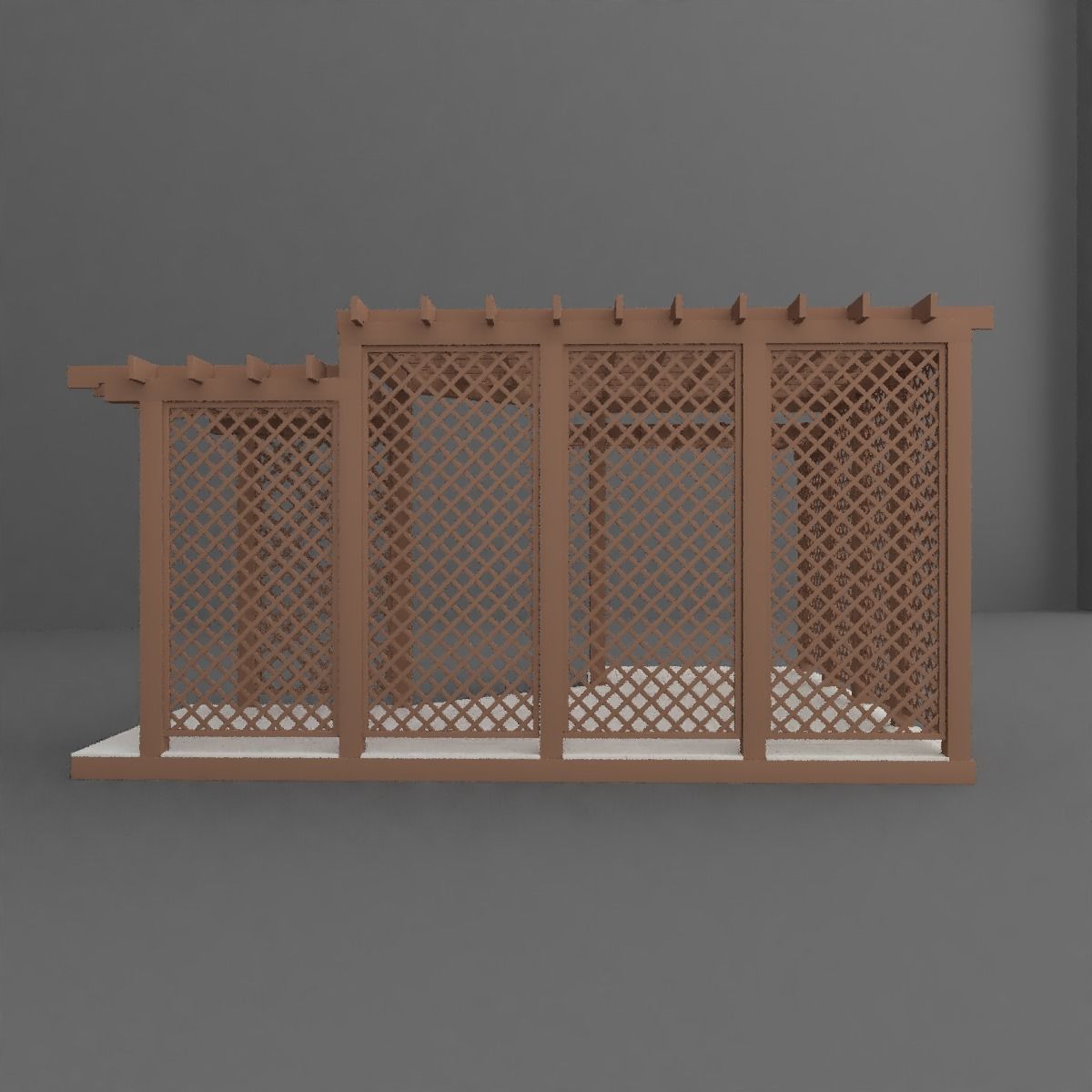 Pergola wooden with lattice 3D model_4