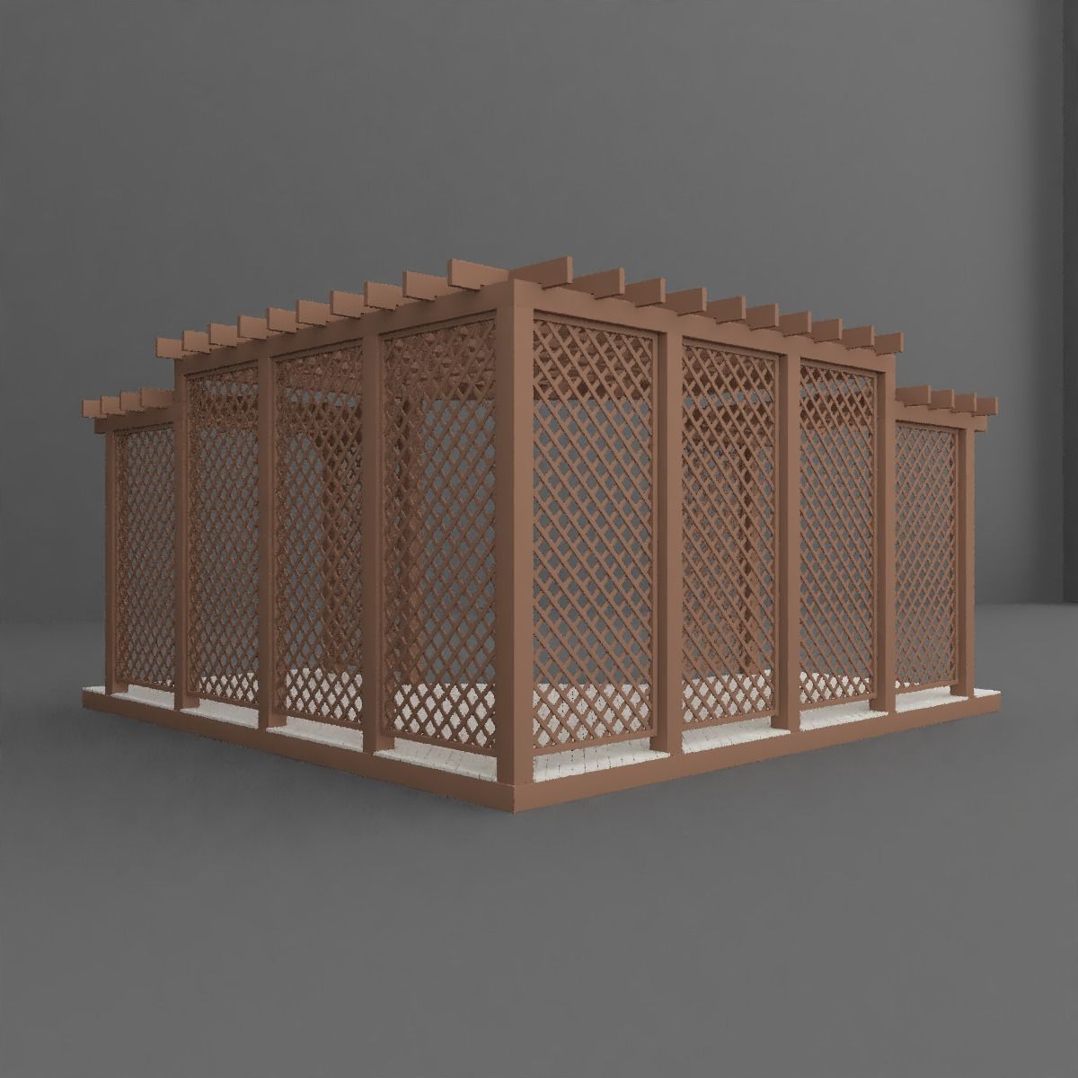 Pergola wooden with lattice 3D model_3