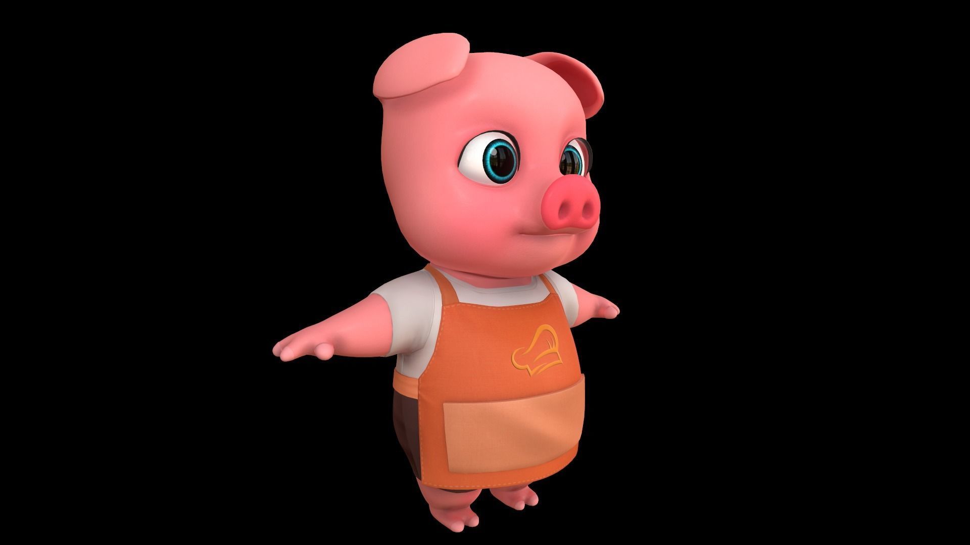 Asset - Cartoons - Animal - Pig - Rig 3D model_3