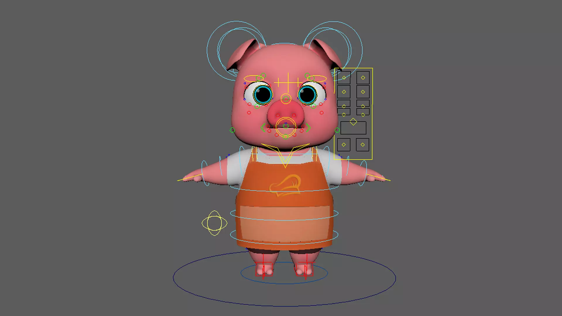 Asset - Cartoons - Animal - Pig - Rig 3D model_0