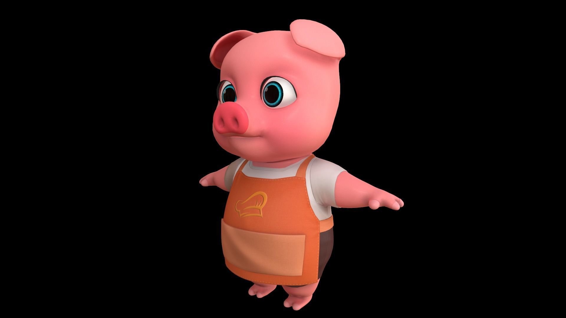 Asset - Cartoons - Animal - Pig - Rig 3D model_6