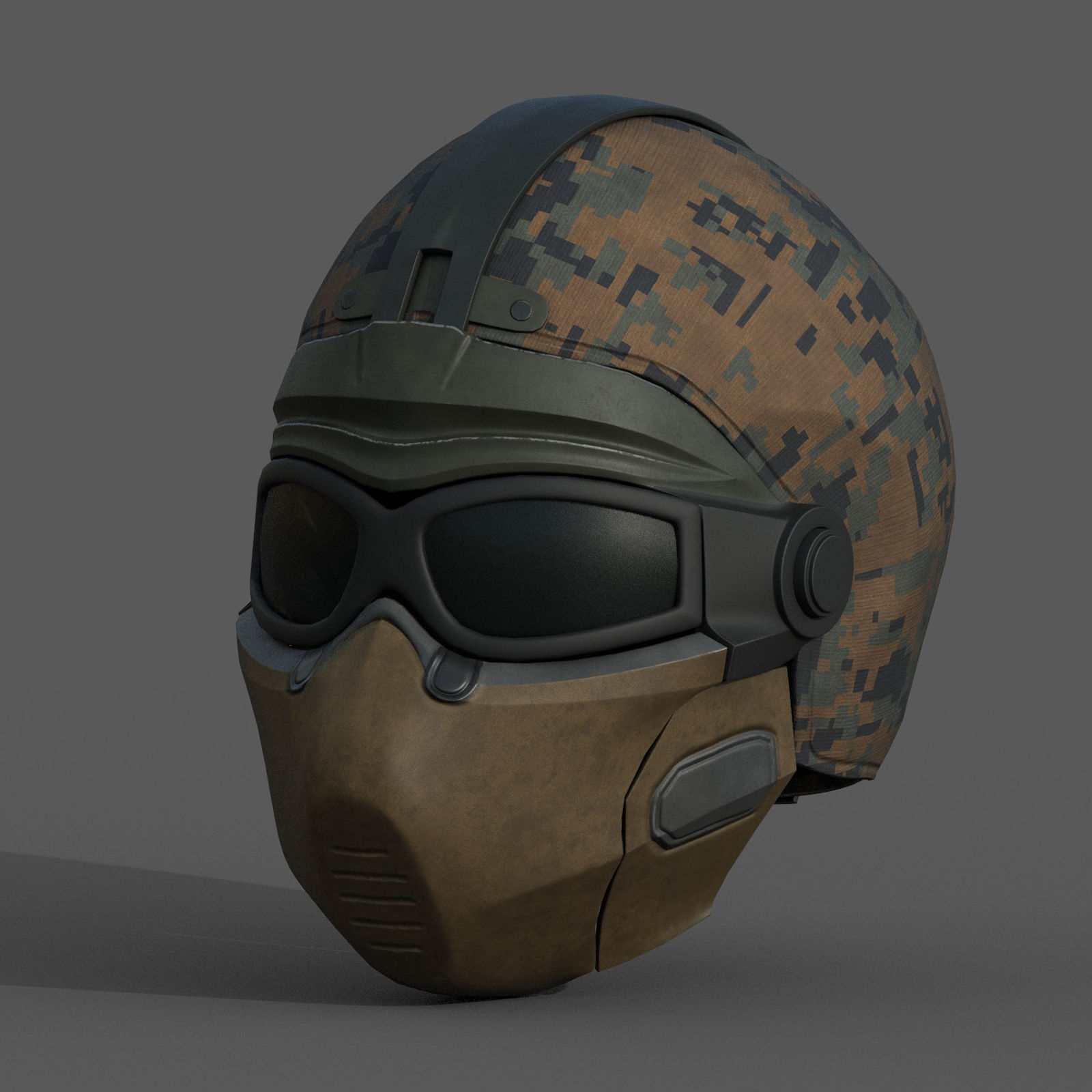 Helmet scifi military combat 3d model low soldier Low-poly 3D model_1