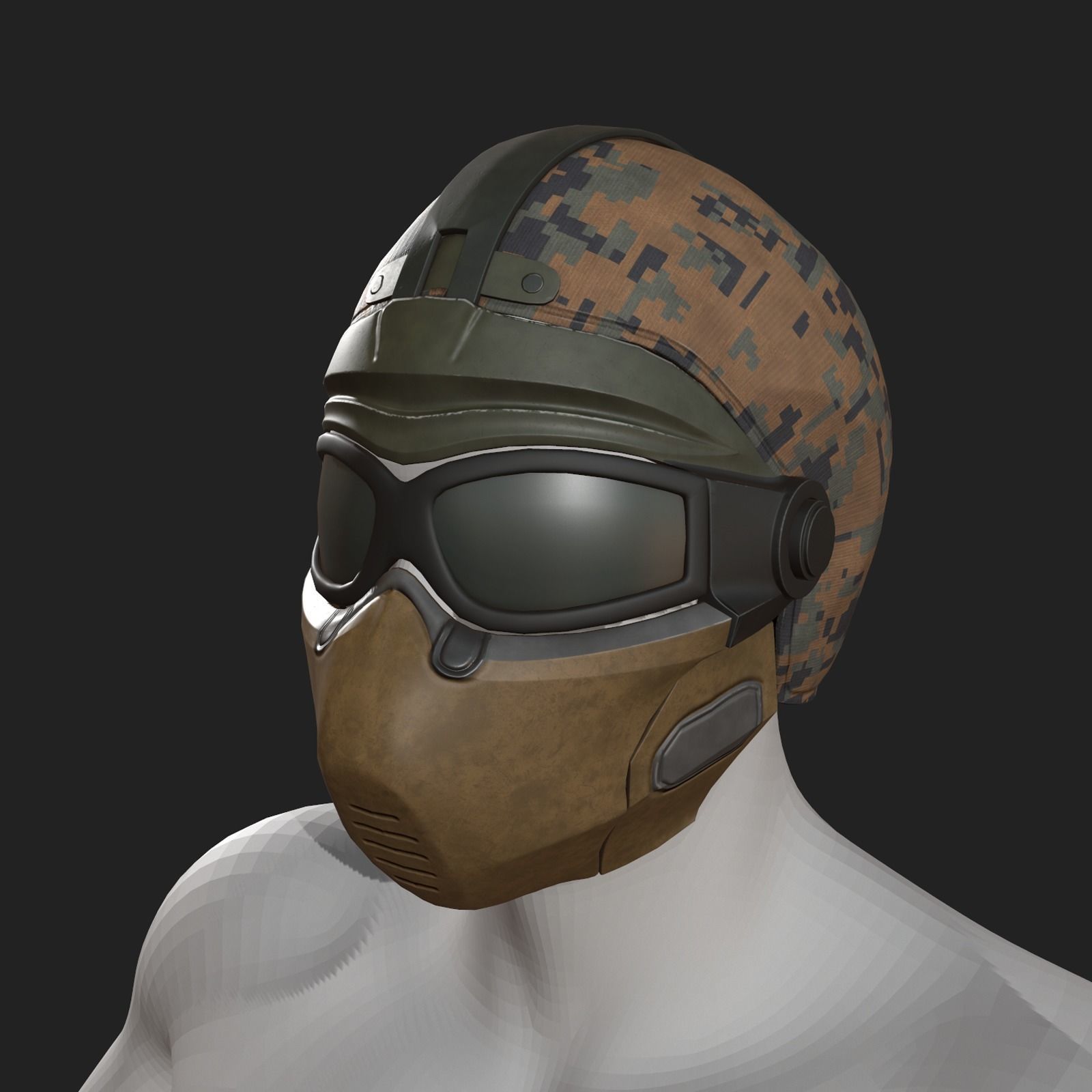 Helmet scifi military combat 3d model low soldier Low-poly 3D model_8