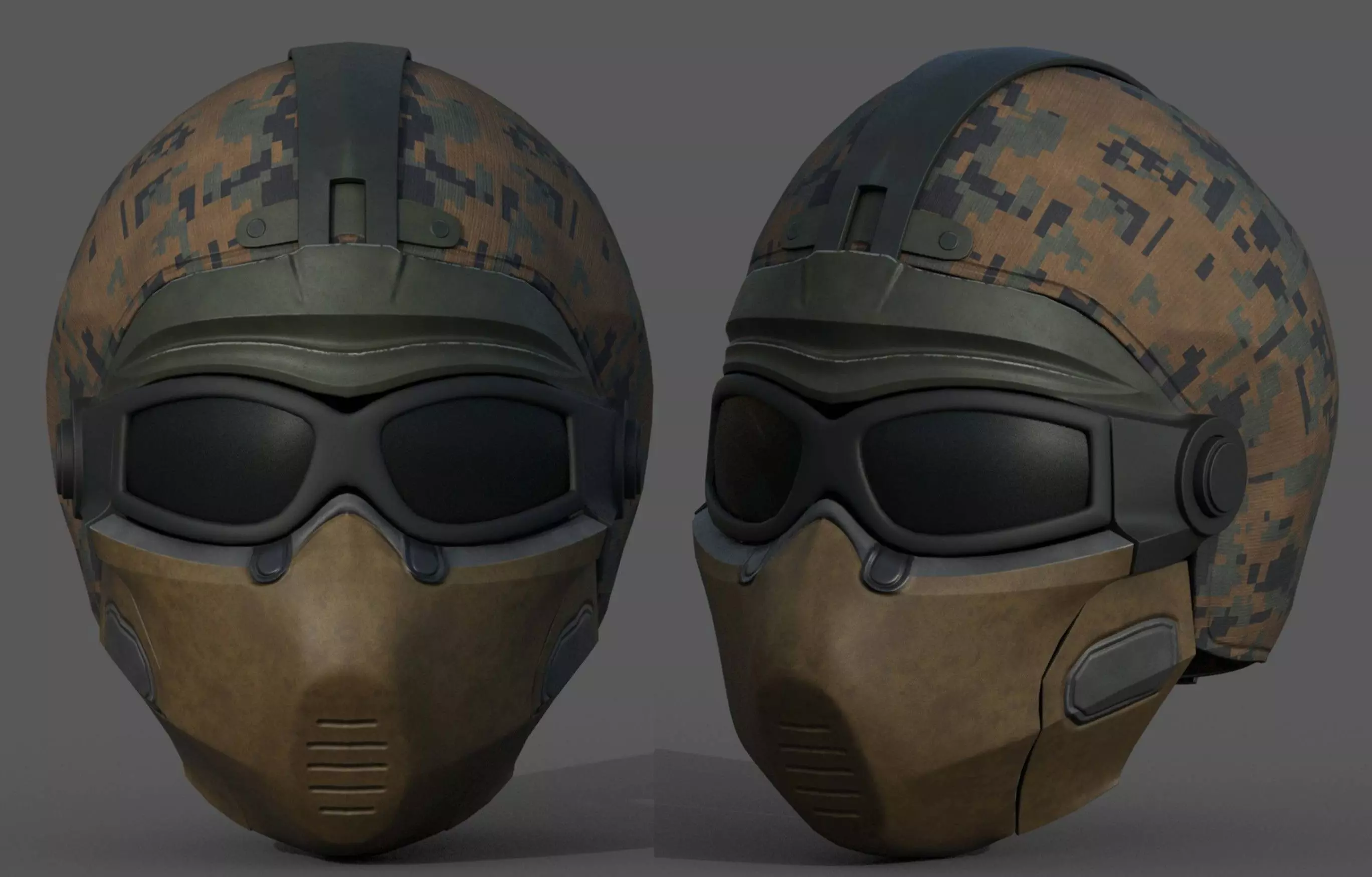 Helmet scifi military combat 3d model low soldier Low-poly 3D model_0