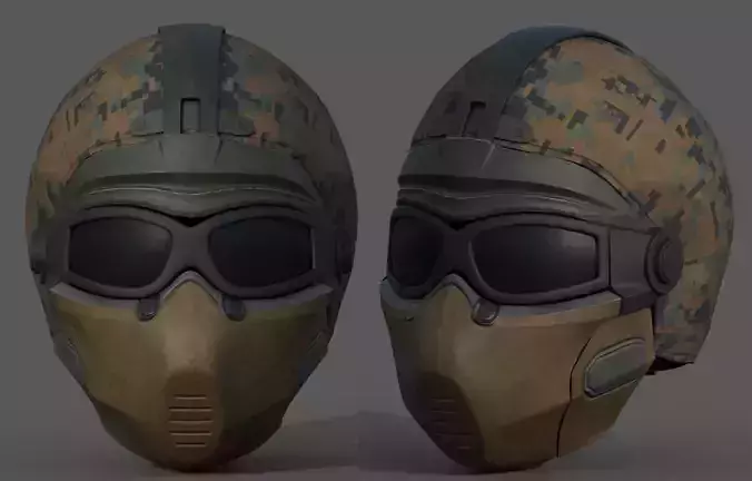 Helmet scifi military combat 3d model low soldier 