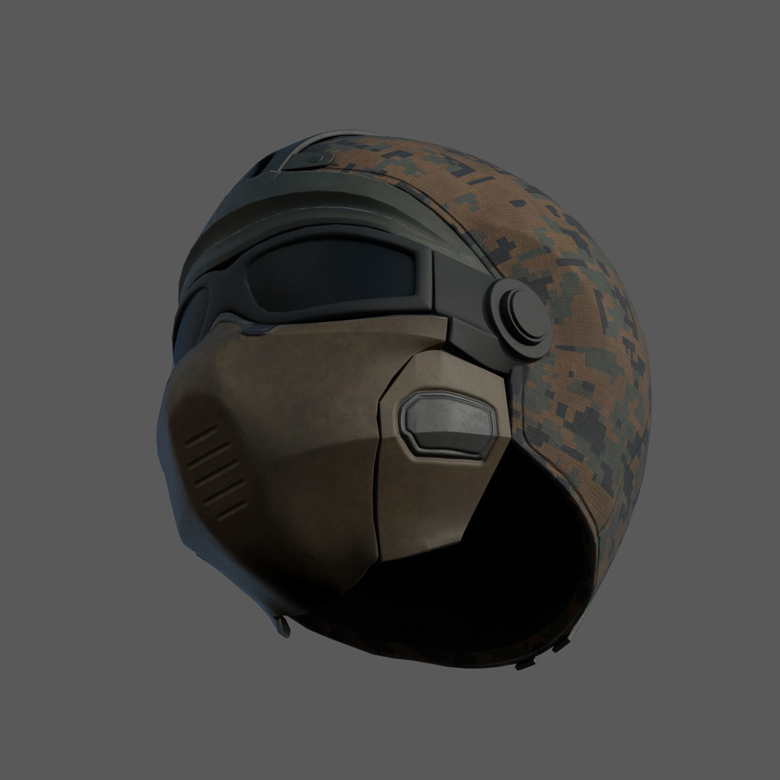 Helmet scifi military combat 3d model low soldier Low-poly 3D model_4