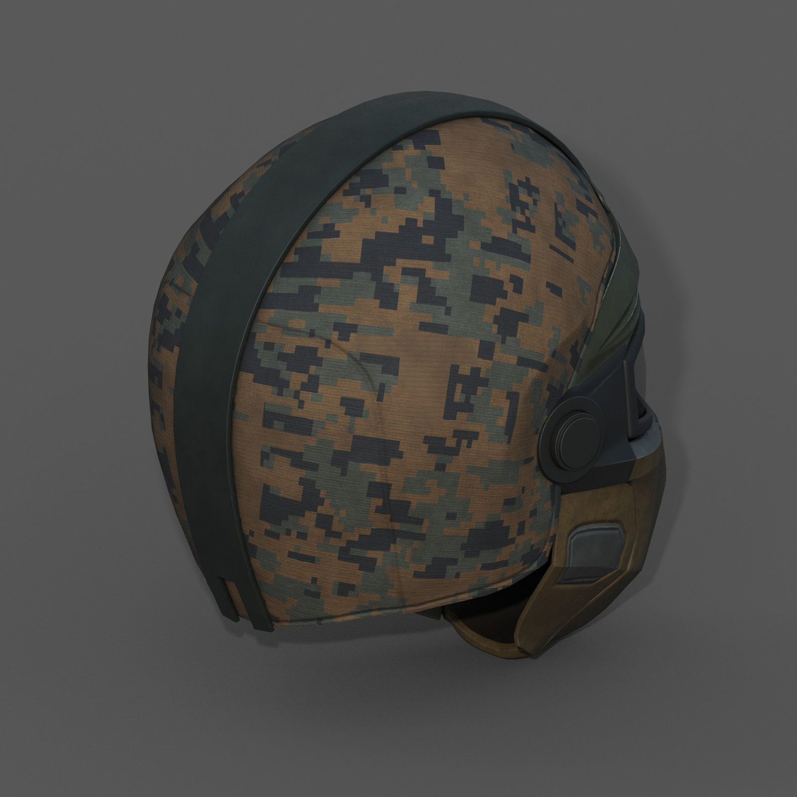 Helmet scifi military combat 3d model low soldier Low-poly 3D model_7
