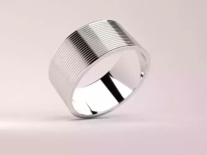 RING---Stripes silver ring with striped pattern
