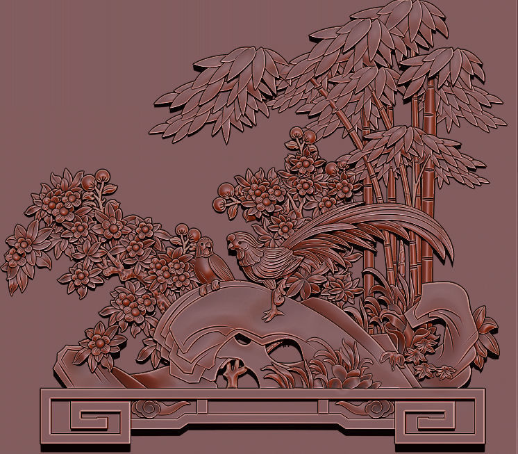 Mural  wood carving file stl  OBJ and ZTL for CNC 3D print model_1