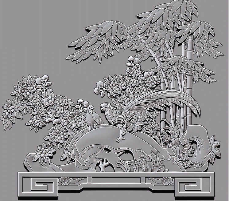 Mural  wood carving file stl  OBJ and ZTL for CNC 3D print model_9