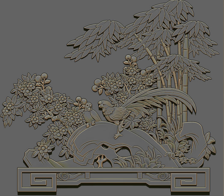 Mural  wood carving file stl  OBJ and ZTL for CNC 3D print model_5