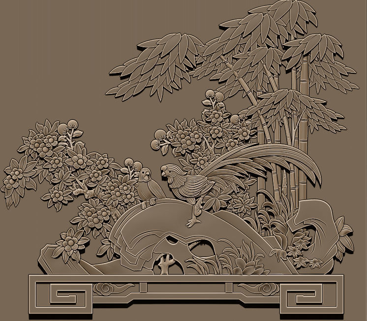 Mural  wood carving file stl  OBJ and ZTL for CNC 3D print model_10