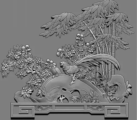 Mural  wood carving file stl  OBJ and ZTL for CNC 3D print model