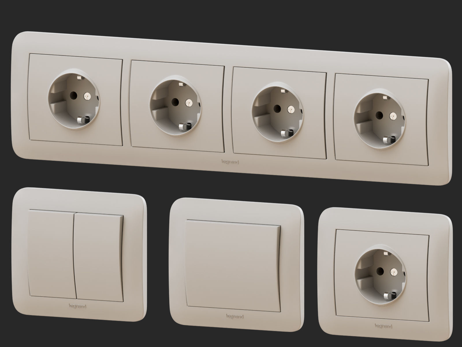 Plugs wall socket with outlet 3D model_1