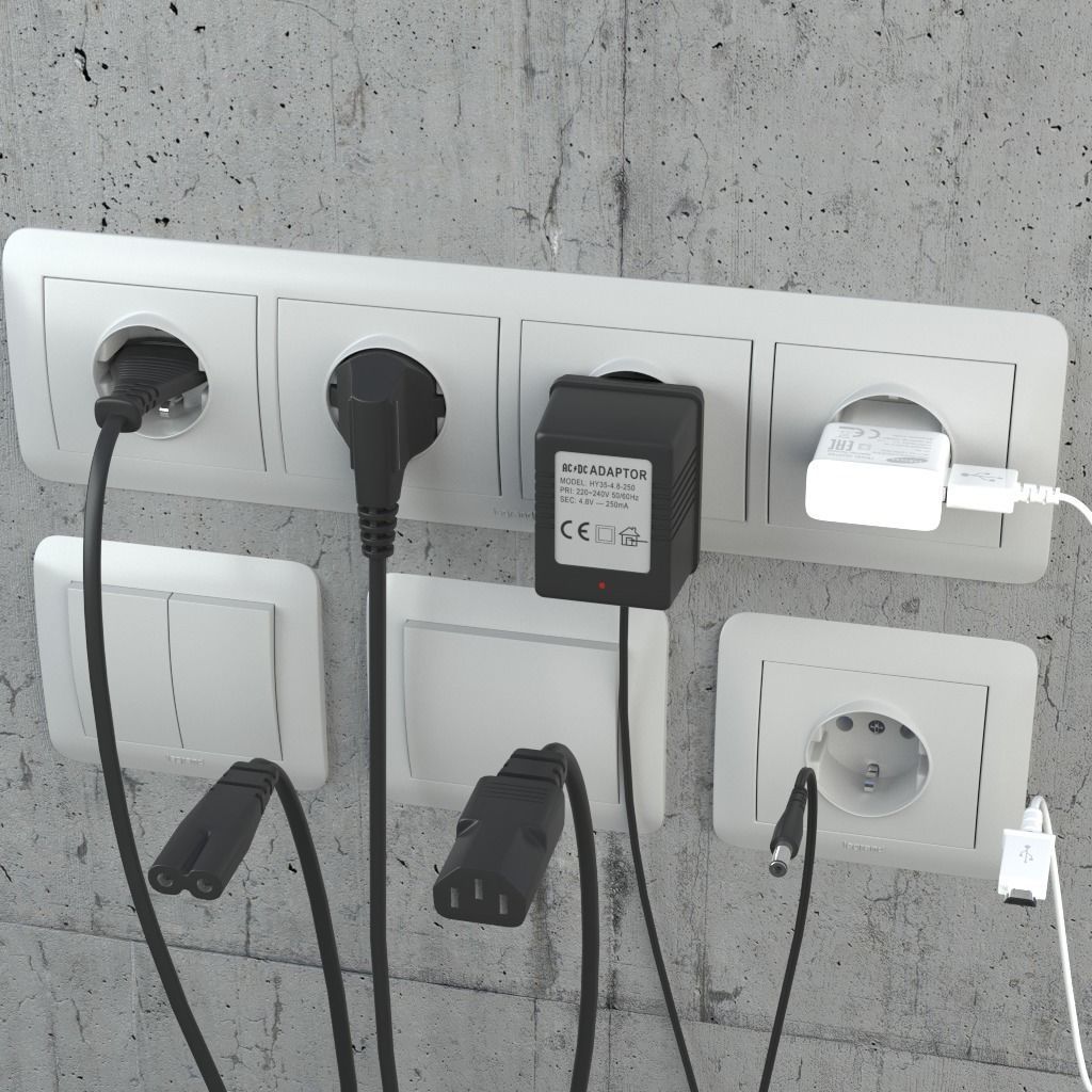 Plugs wall socket with outlet 3D model_7