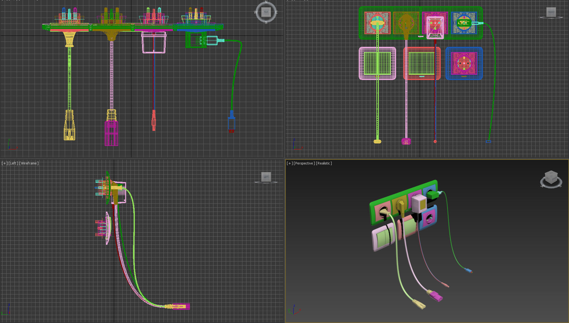 Plugs wall socket with outlet 3D model_30