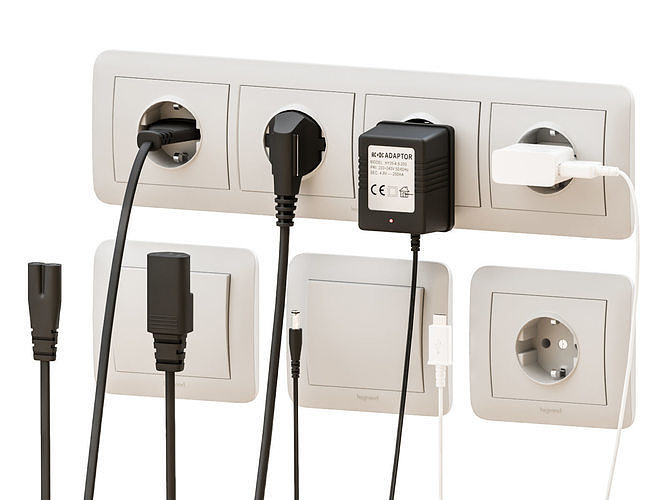 Plugs wall socket with outlet 3D model
