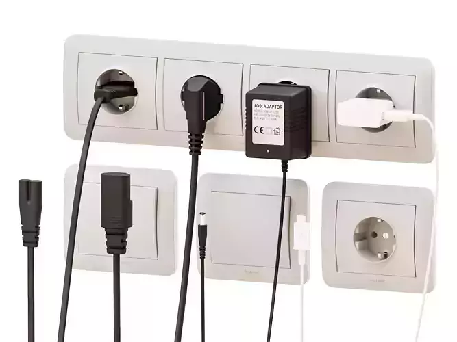 Plugs wall socket with outlet 3D model