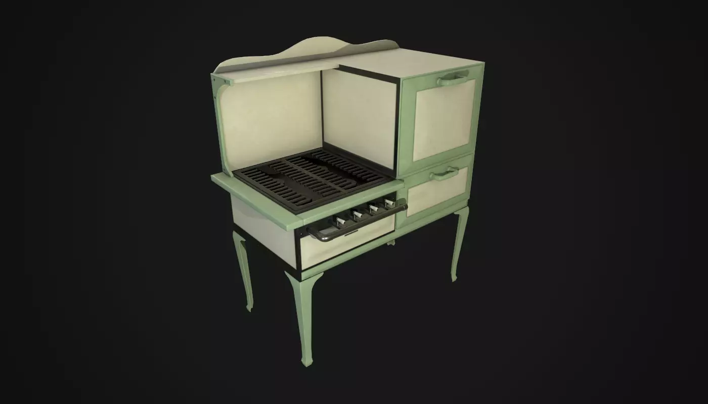 Antique Gas Stove Low-poly 3D model