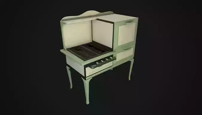 Antique Gas Stove Low-poly 3D model