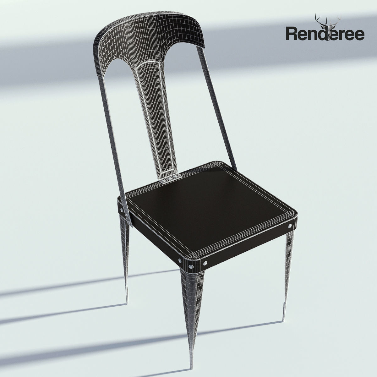 Chairs Set metal chair 3D model_37