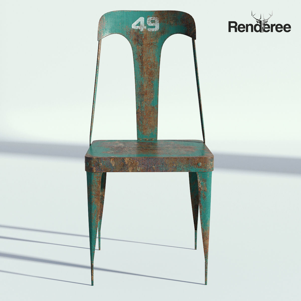Chairs Set metal chair 3D model_34