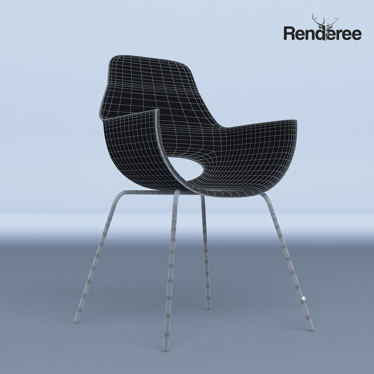 Chairs Set metal chair 3D model_25