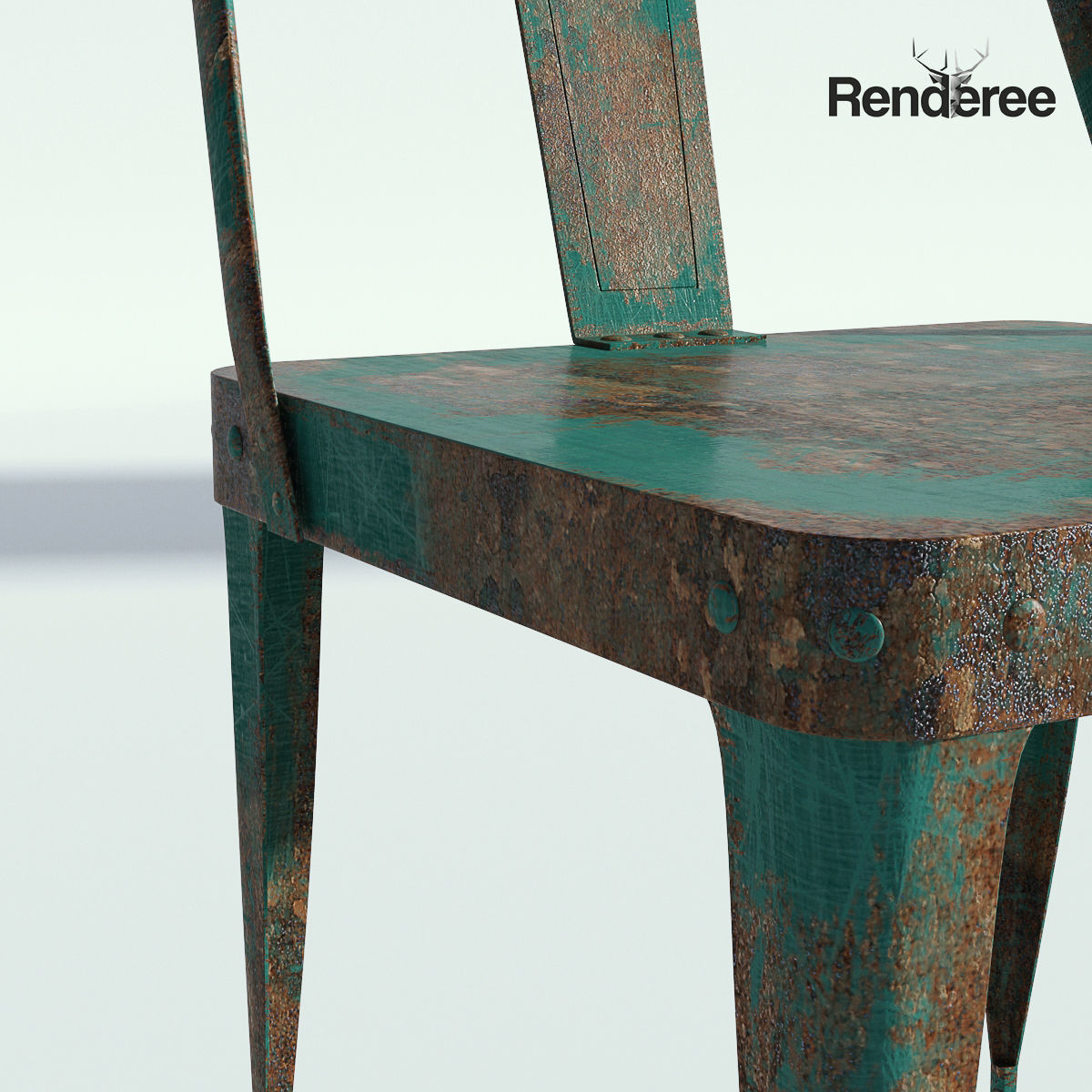 Chairs Set metal chair 3D model_36