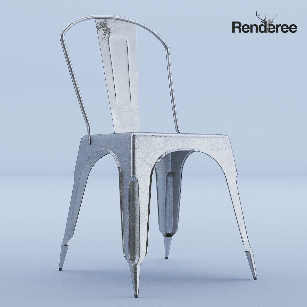Chairs Set metal chair 3D model_1