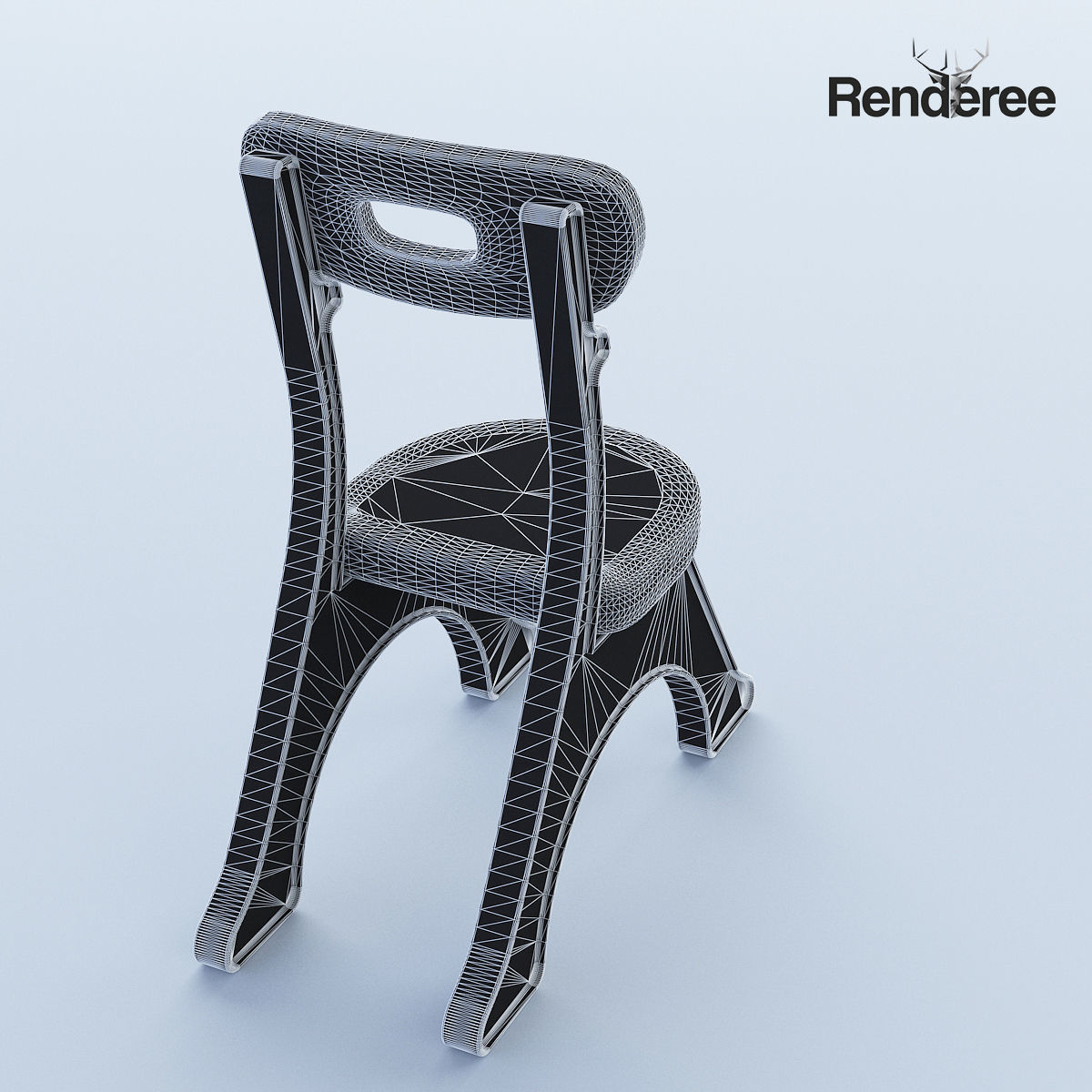 Chairs Set metal chair 3D model_12