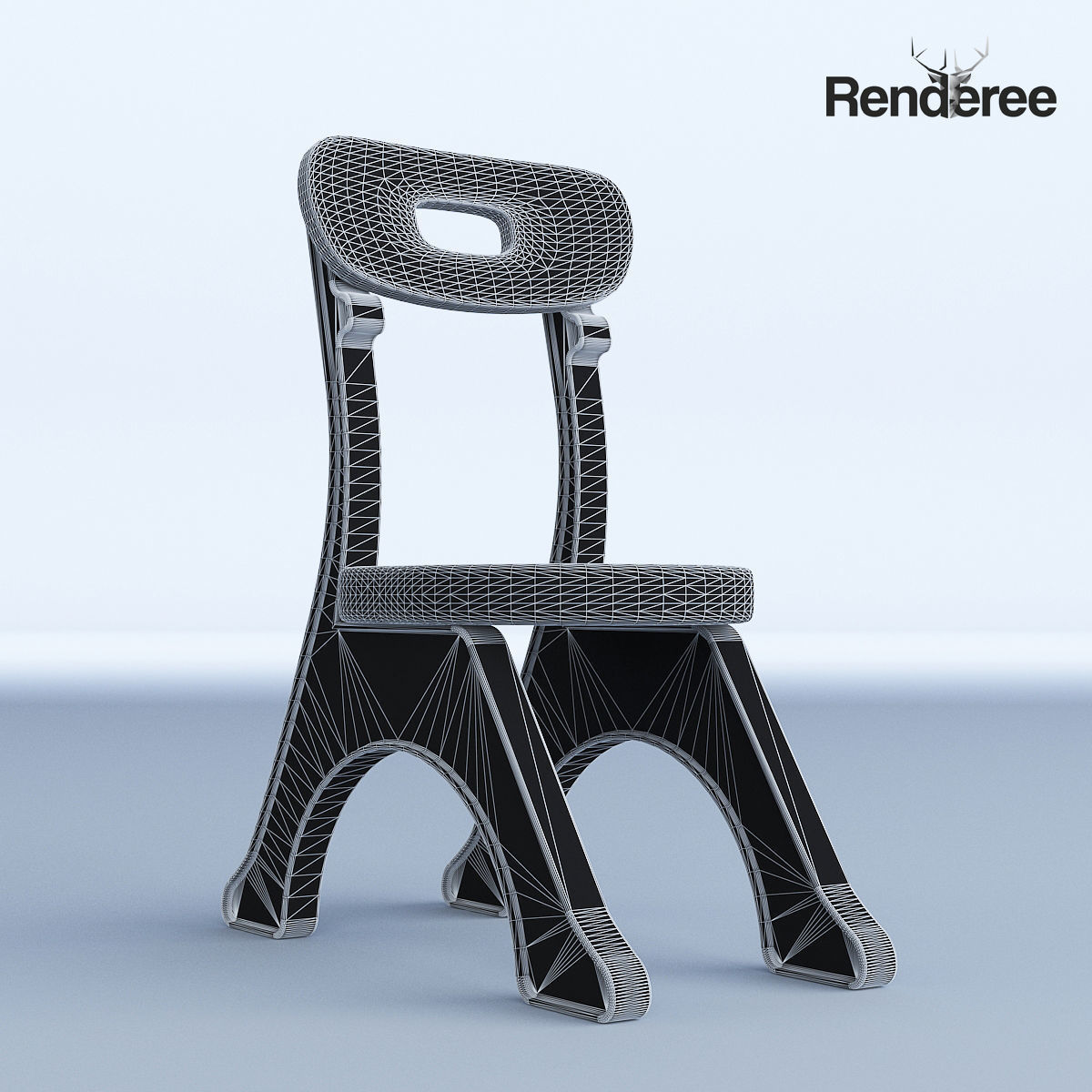 Chairs Set metal chair 3D model_11