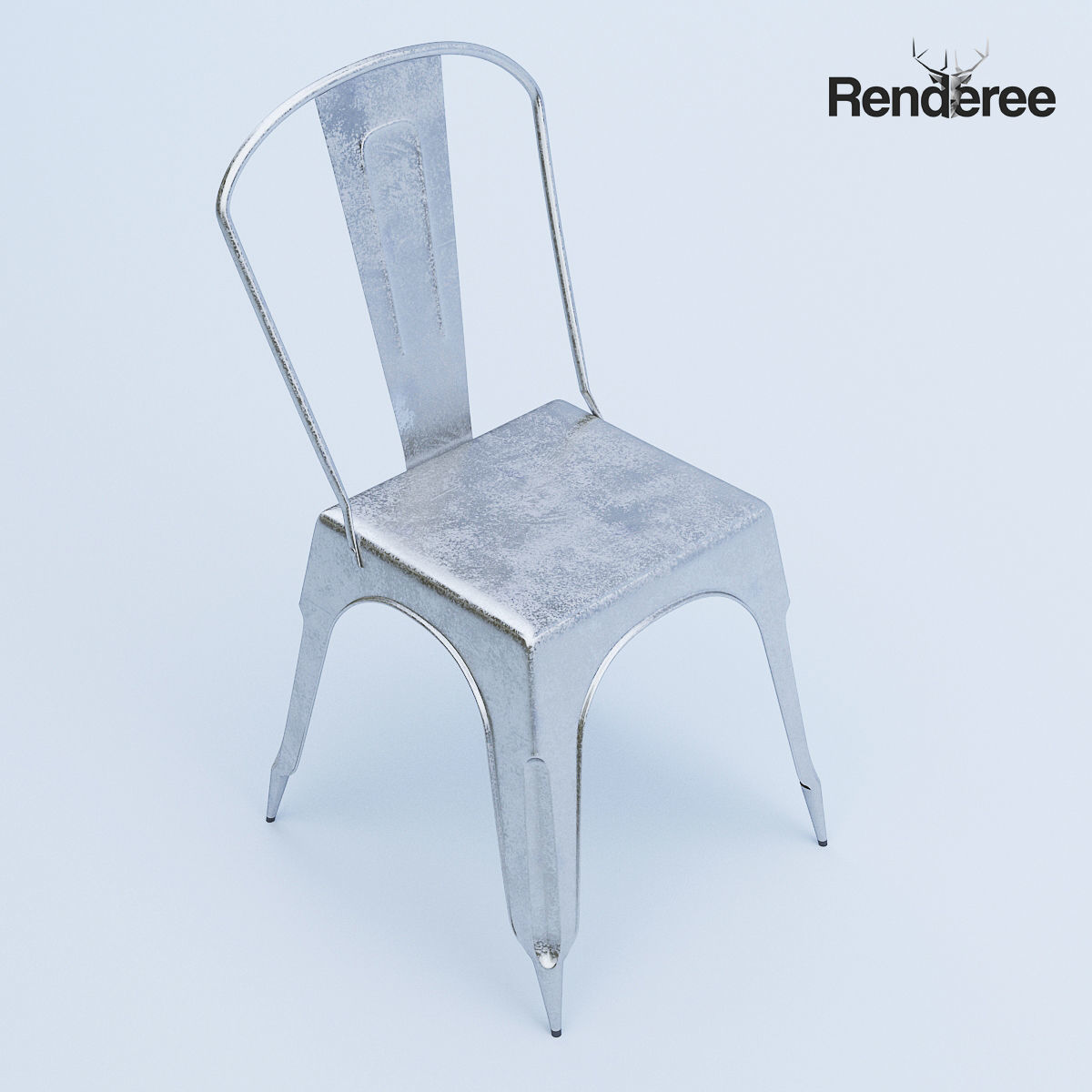 Chairs Set metal chair 3D model_3
