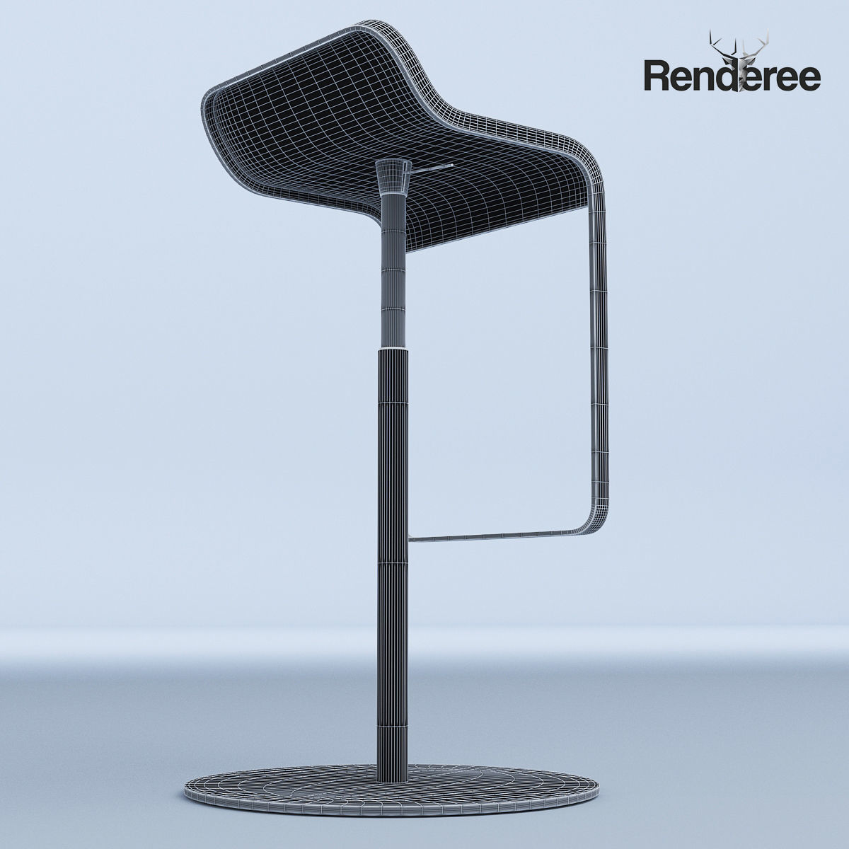 Chairs Set metal chair 3D model_17