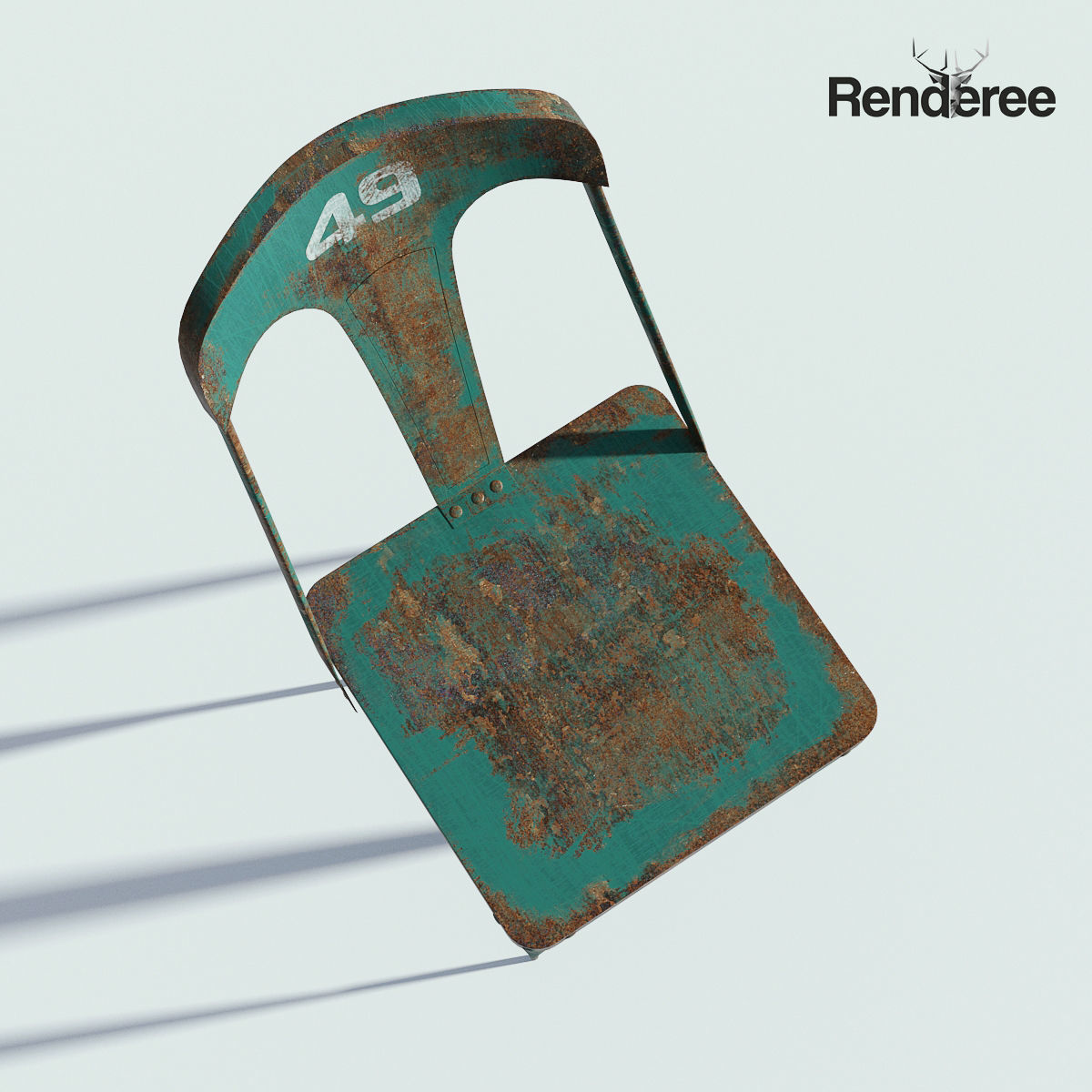 Chairs Set metal chair 3D model_35