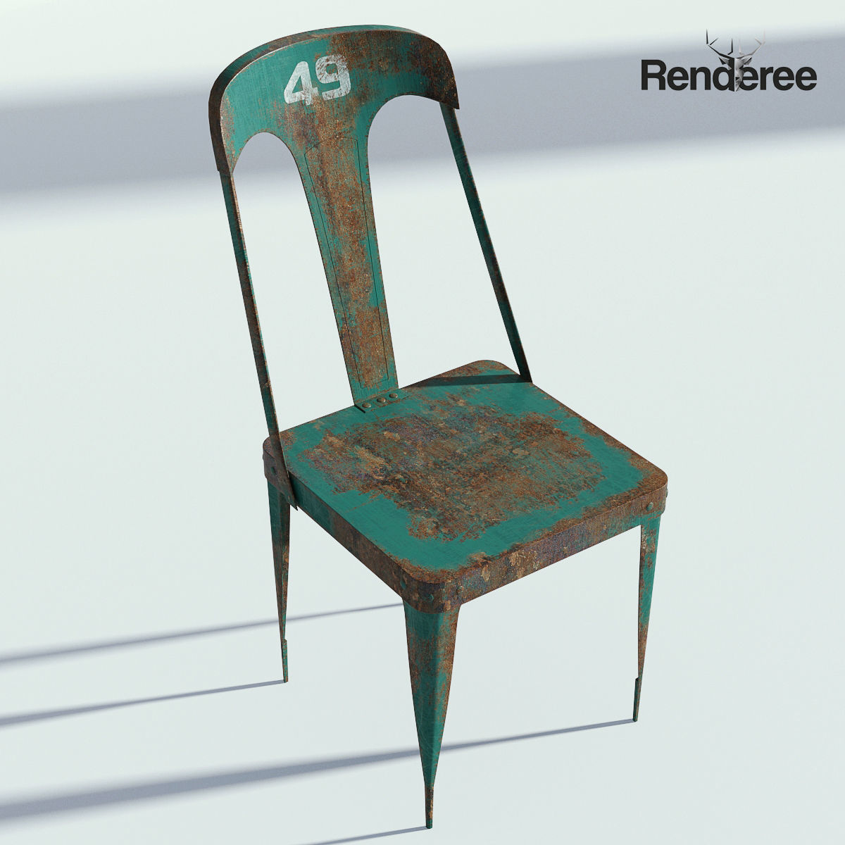 Chairs Set metal chair 3D model_32