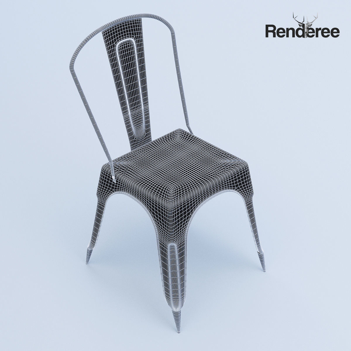 Chairs Set metal chair 3D model_5