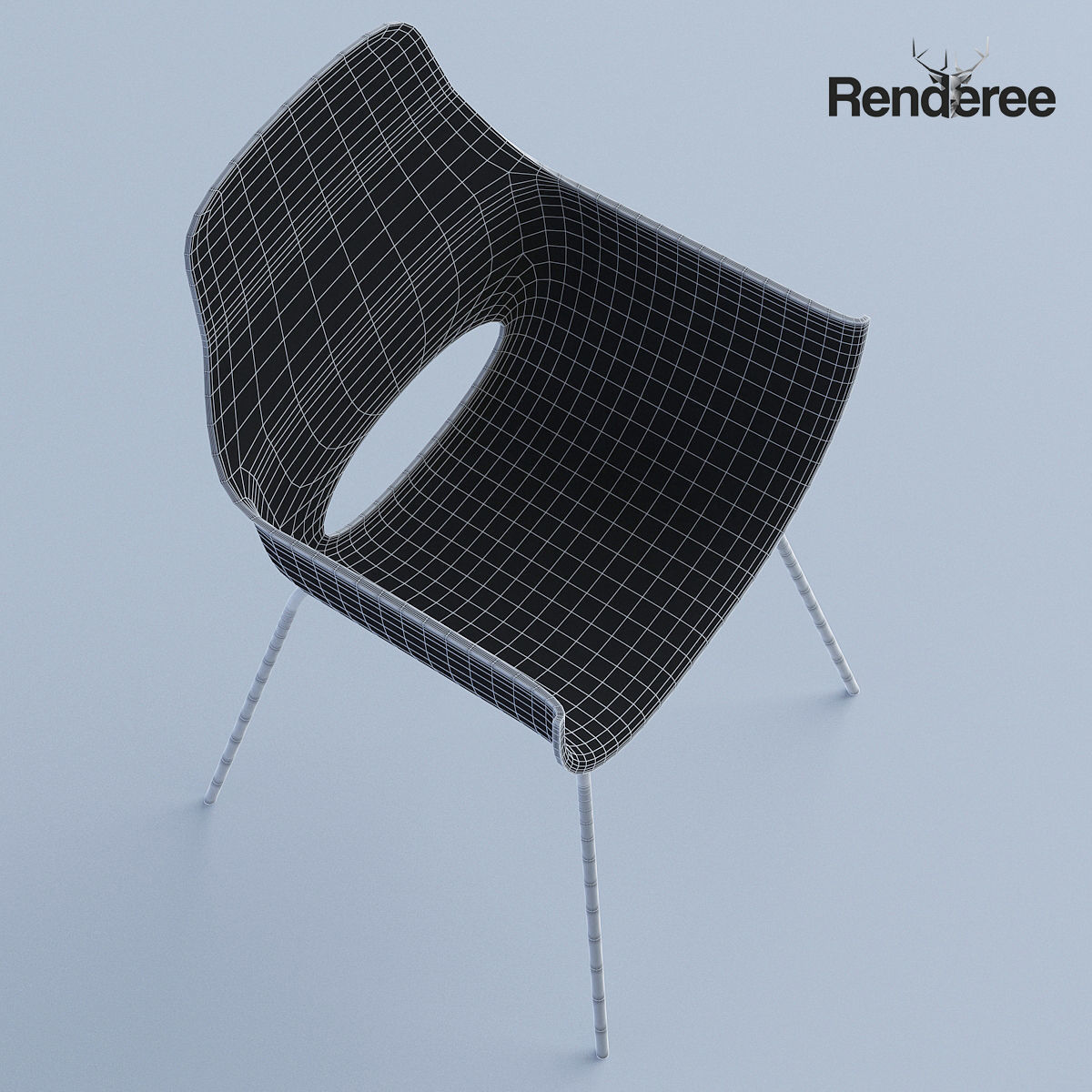 Chairs Set metal chair 3D model_24