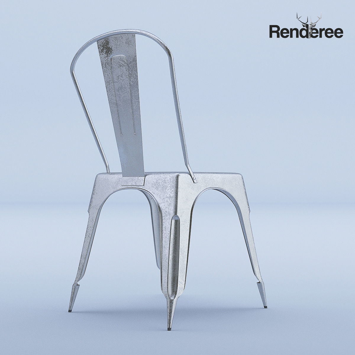 Chairs Set metal chair 3D model_2