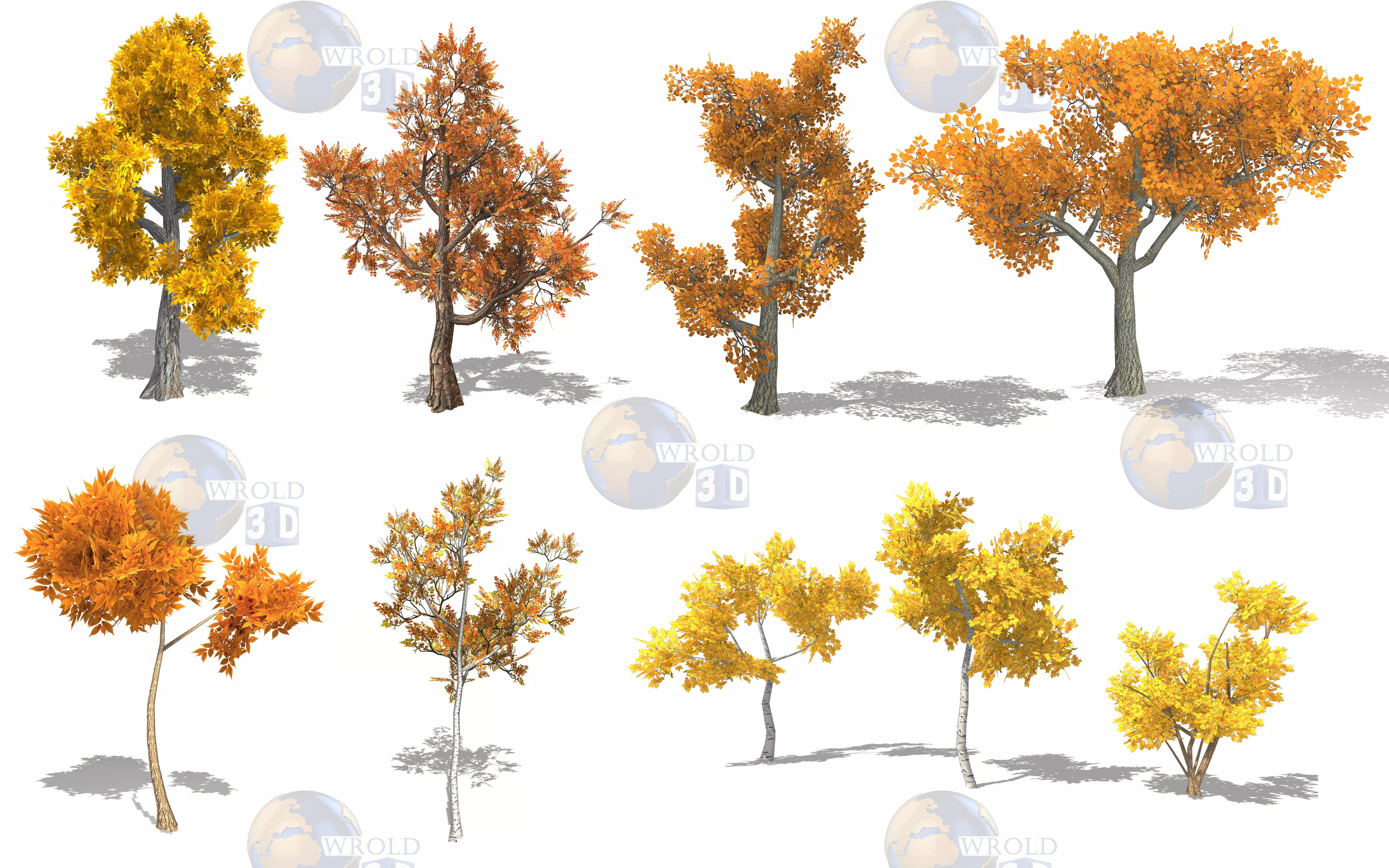 Colorful Tree Collection Pack Lowpoly 3D Model _0