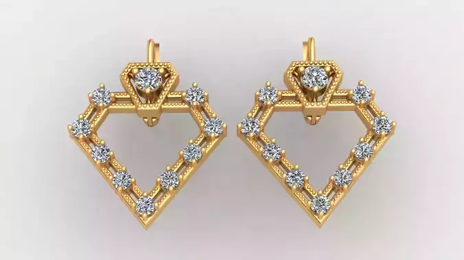 Brilliant Design Diamond Gold Earring 3D print model