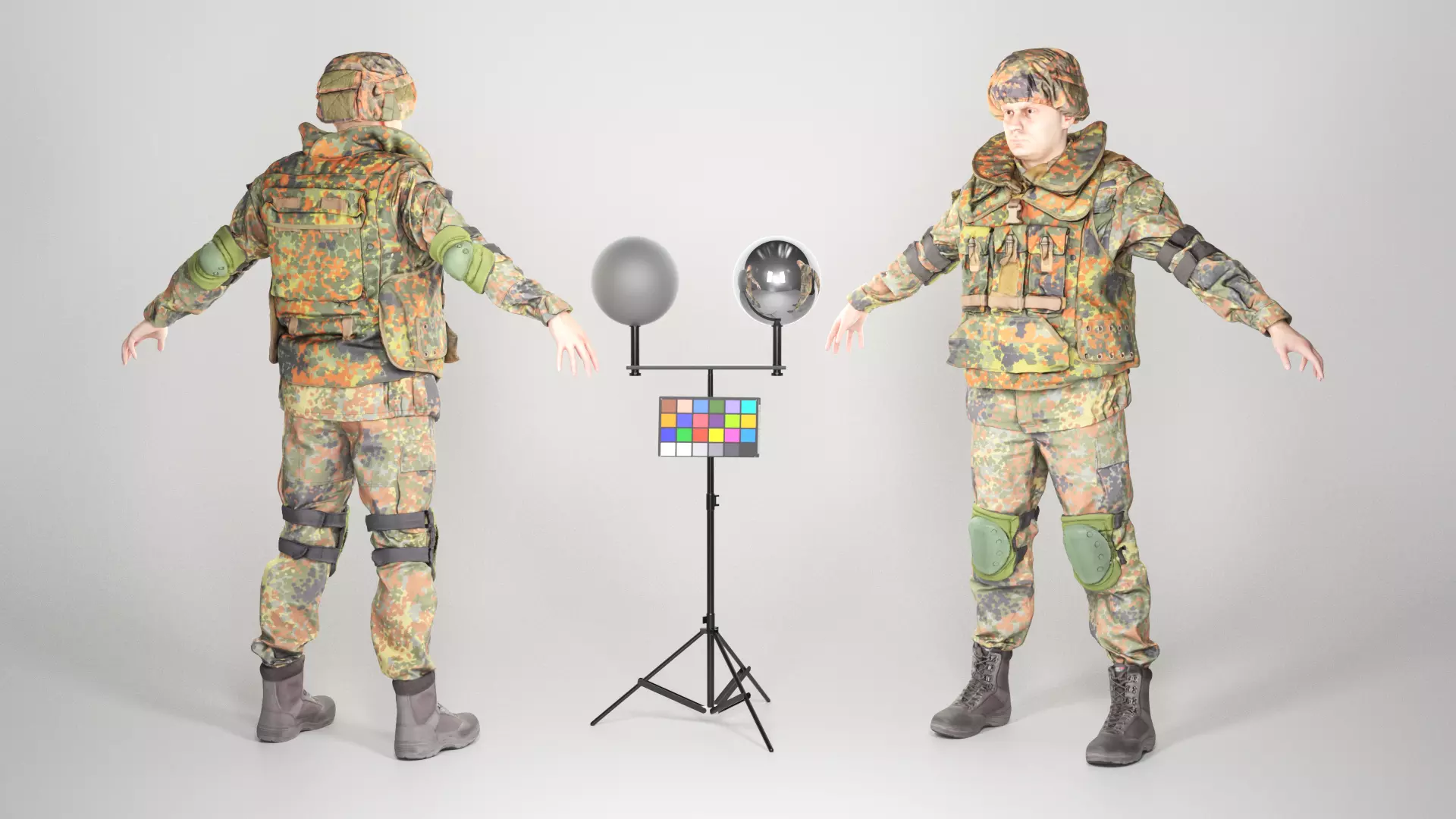 Fully equipped soldier in Bundeswehr Uniform with props 28 Low-poly 3D model
