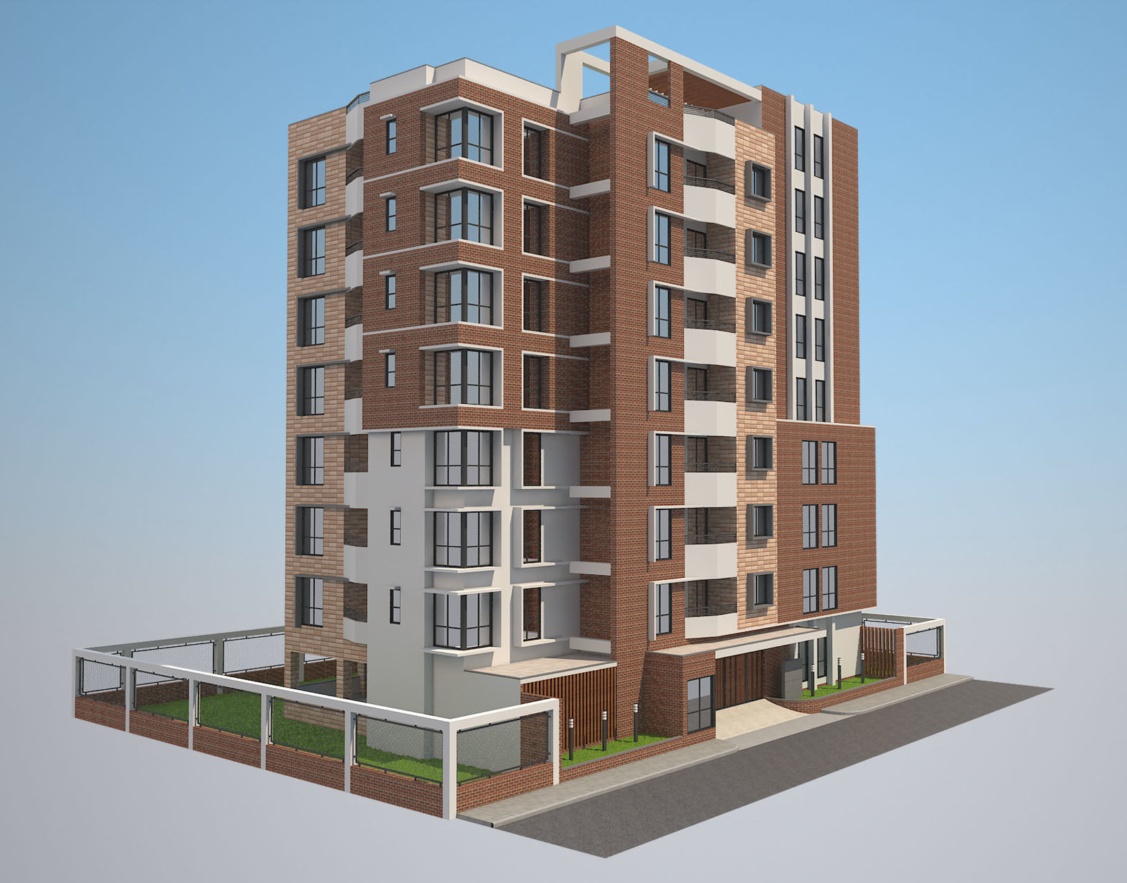 Apartment building 17 3D model_2